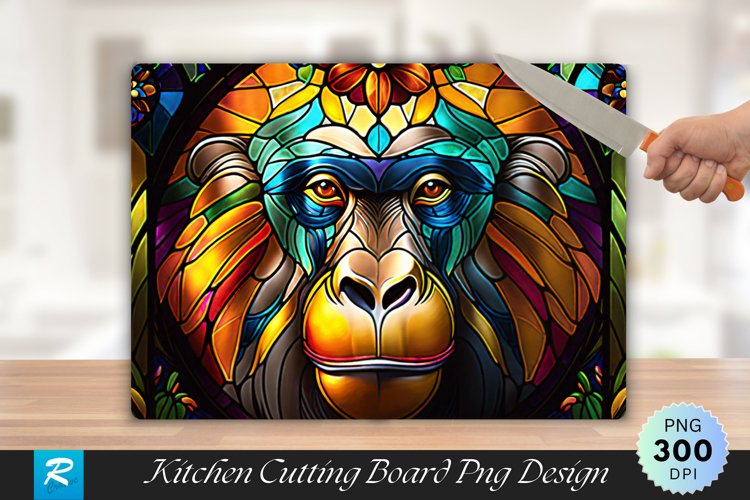 Monkey Stained Cutting Board Sublimation Design