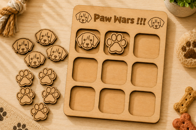 Dog Tic Tac Toe Laser Cut SVG example image 1