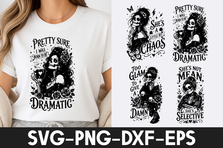 Gothic Skeleton Woman Dramatic SVG PNG
