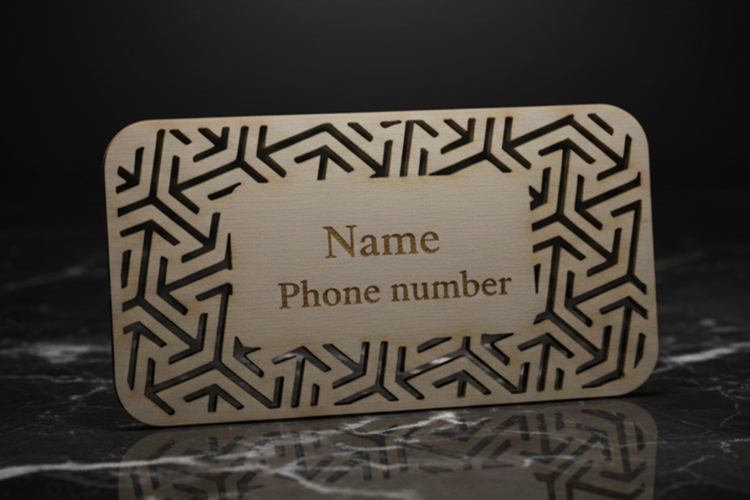 Business card with engraving. Plywood business card.