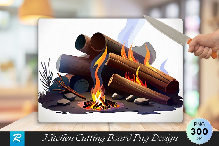 Campfire Cutting Board Sublimation Design