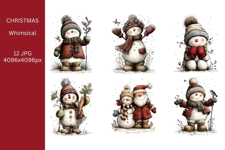 Whimsical Snowman, JPG, Junk Journal