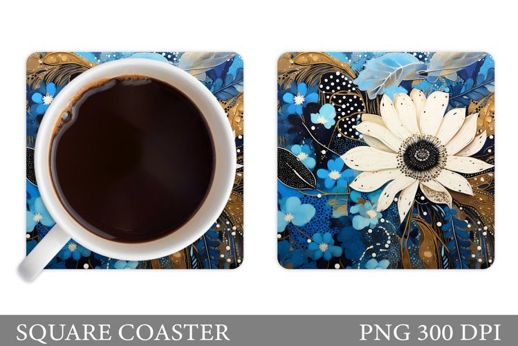 Flowers Coaster Design. Square Coaster Flowers example image 1