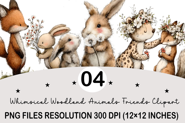 Whimsical Animals Friends Clipart Valentines Day PNG
