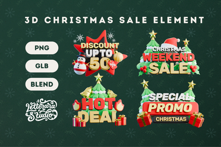 3D Christmas Sale Element 03
