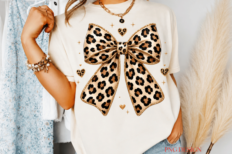 Leopard Bow PNG, Coquette Leopard Print Bow Sublimation,