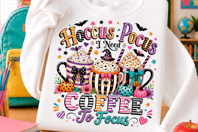 Hocus Pocus Coffee to Focus Halloween PNG