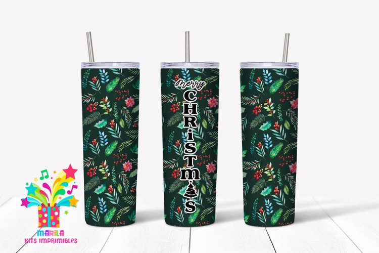 Merry Christmas Skinny tumbler Sublimation #3 example image 1