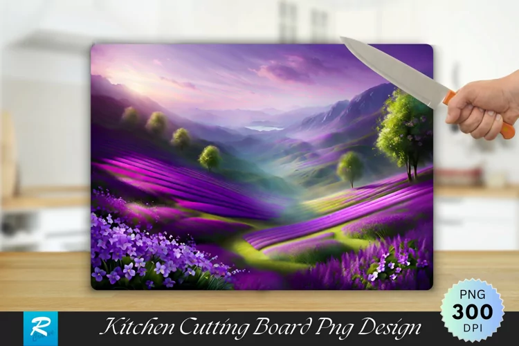 Spring Violet Patterns Cutting Board Sublimation Design