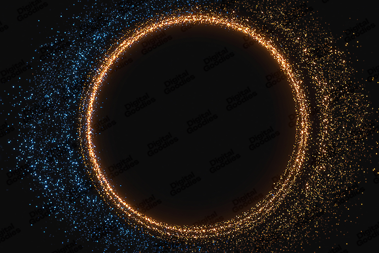 Gold Blue Glitter Circle Frame Glow Sparkle Background