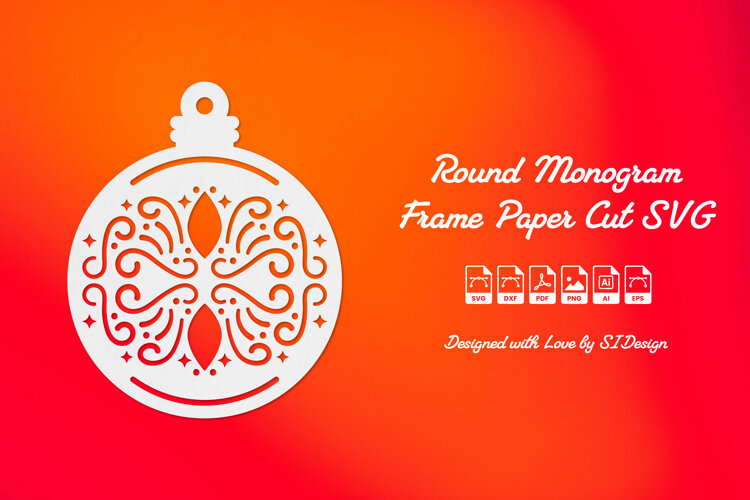 Christmas Ornament SVG - Paper Cut Bauble Decoration example image 1