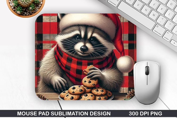 Racoon Mouse Pad Sublimation, Christmas Mouse Pad PNG