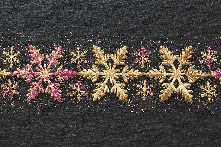 Gold Snowflake Border Background Pink Glitter Christmas
