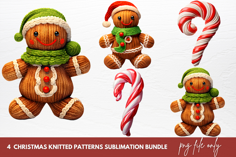 Christmas Knitted Patterns Sublimation Clipart