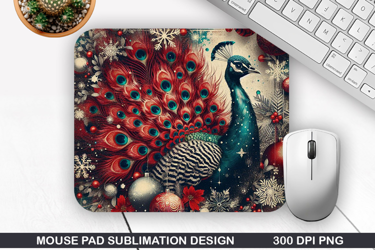 Peacock Mouse Pad Sublimation, Christmas Mouse Pad PNG
