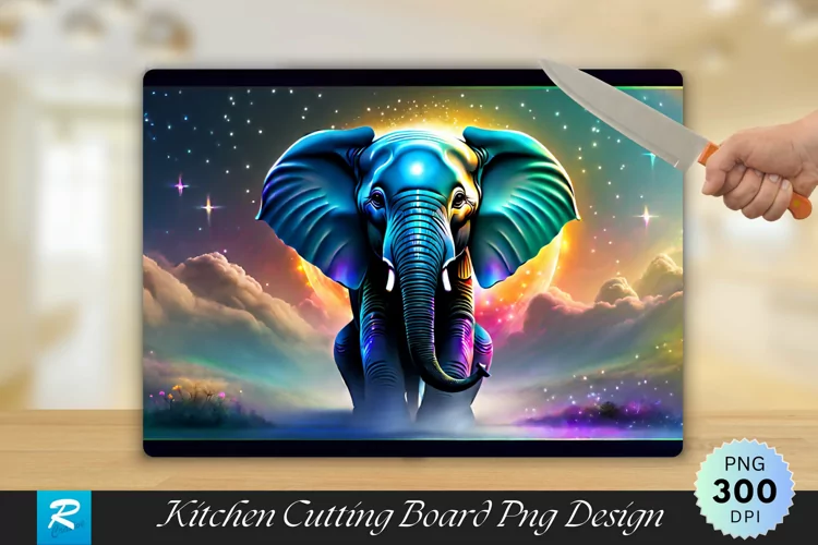 Elephant Cutting Board Sublimation Design