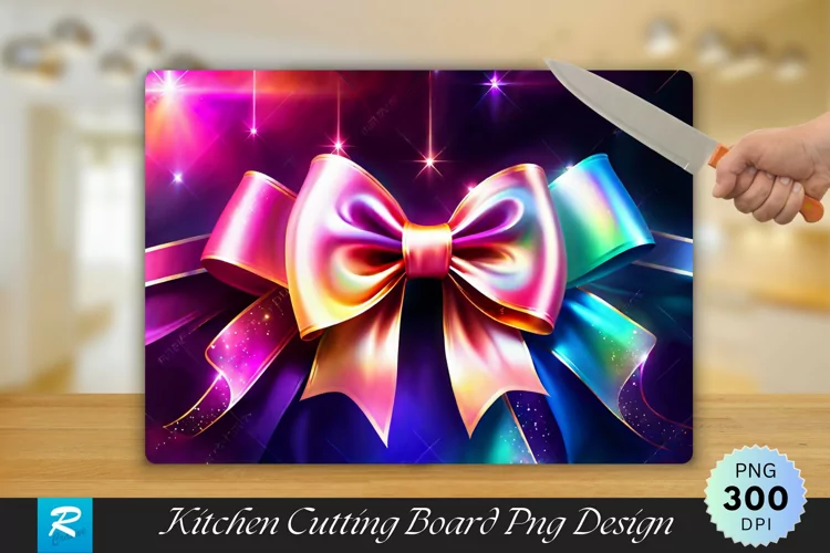 Vibrant Bow Cutting Board Sublimation Design