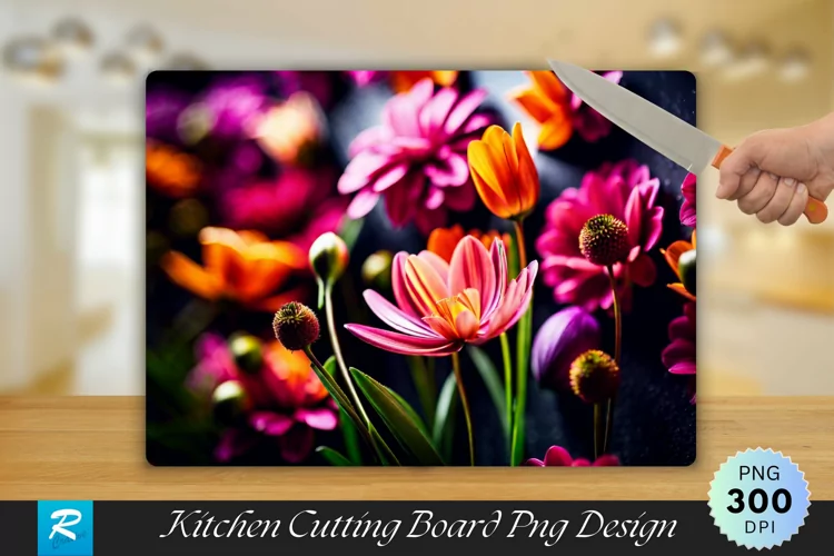 3D Flowers Cutting Board Sublimation Design