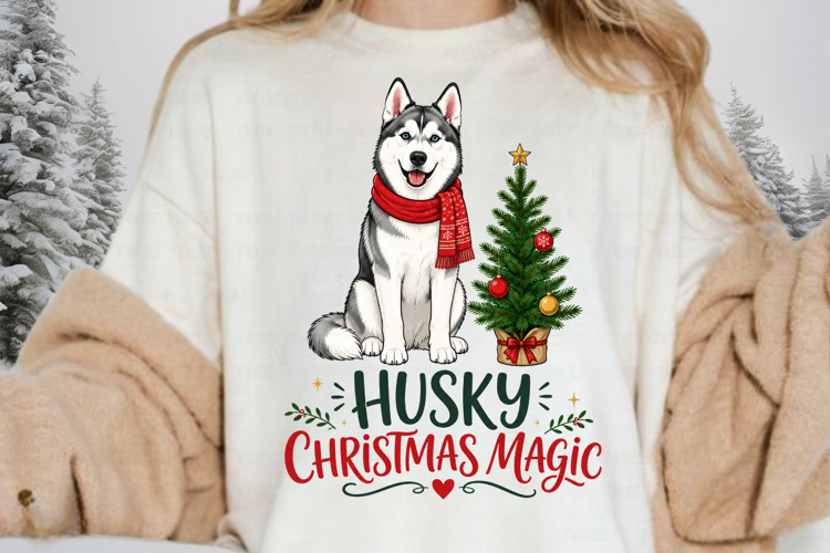 Siberian Husky Christmas PNG, My Husky Is My Christmas Buddy