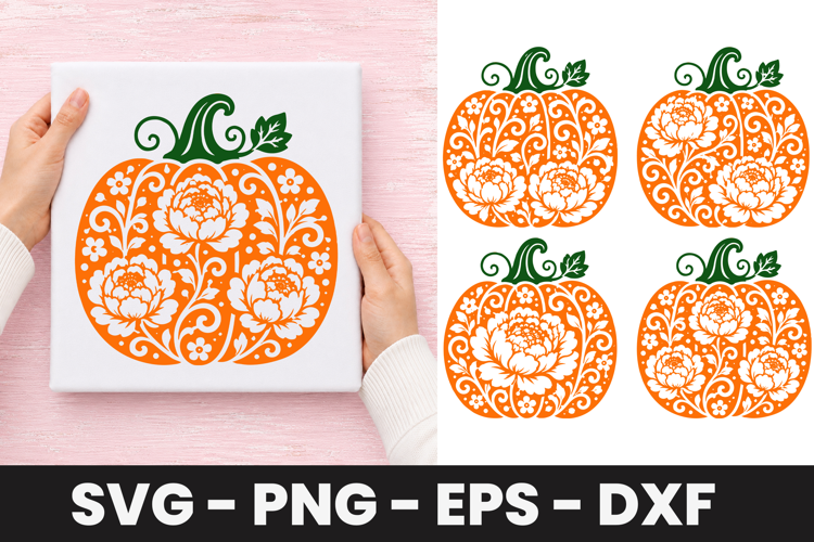 Floral Harvest Pumpkin SVG PNG