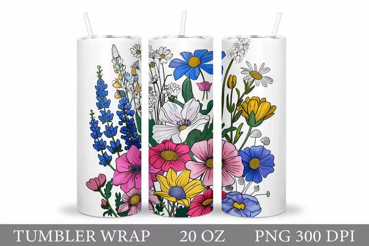 Flowers Tumbler Design. Flowers Tumbler Sublimation