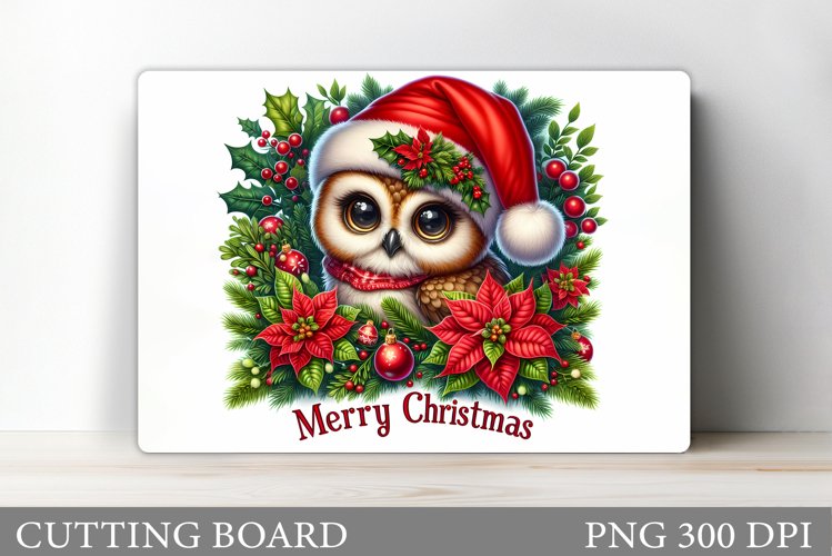 Christmas Owl Cutting Board. Christmas Cutting Board example image 1