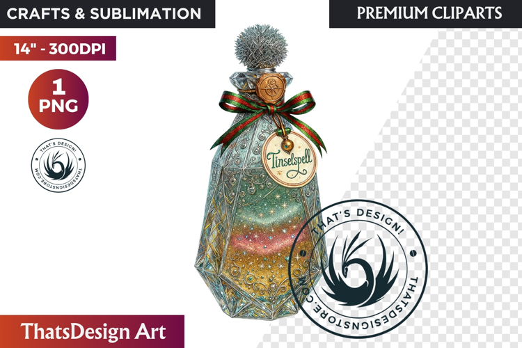 Christmas Winter Potion Bottles PNG, Magical Holiday Clipart