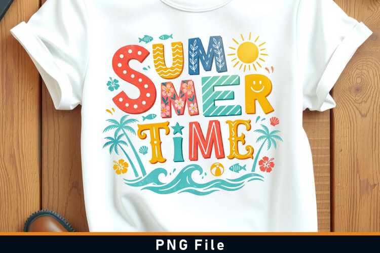 Summer Time Sublimation PNG T shirt Design example image 1