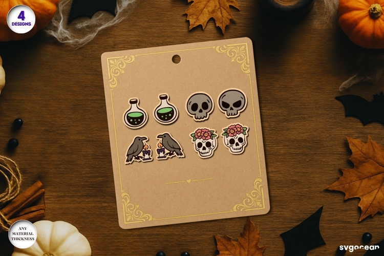 Halloween Stud Earrings Laser Cut | Jewerly | SVG