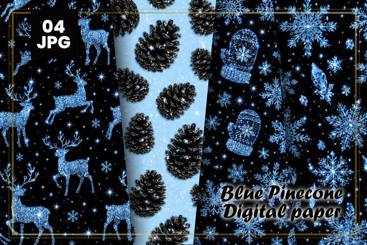Blue Pinecone Digital Paper example image 1