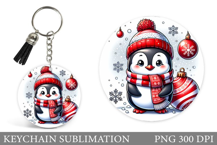 Christmas Penguin Keychain. Christmas Keychain Design example image 1