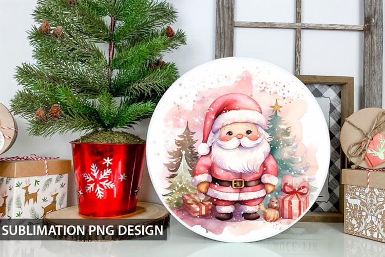 Christmas Santa Round Sign - Snowman Round Sublimation
