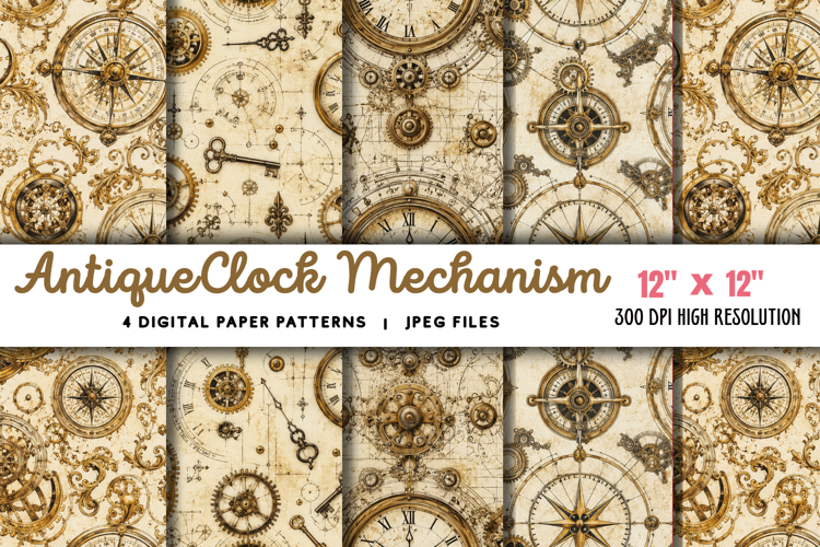 Antique Clock Mechanism Paper JPG
