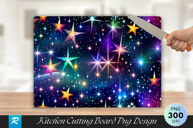 Multi Colored Stars Cutting Board Sublimation Design