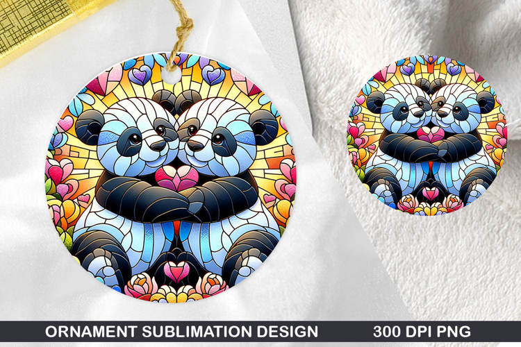 Teddy Bear Stained Glass Ornament PNG, Digital Download File example image 1