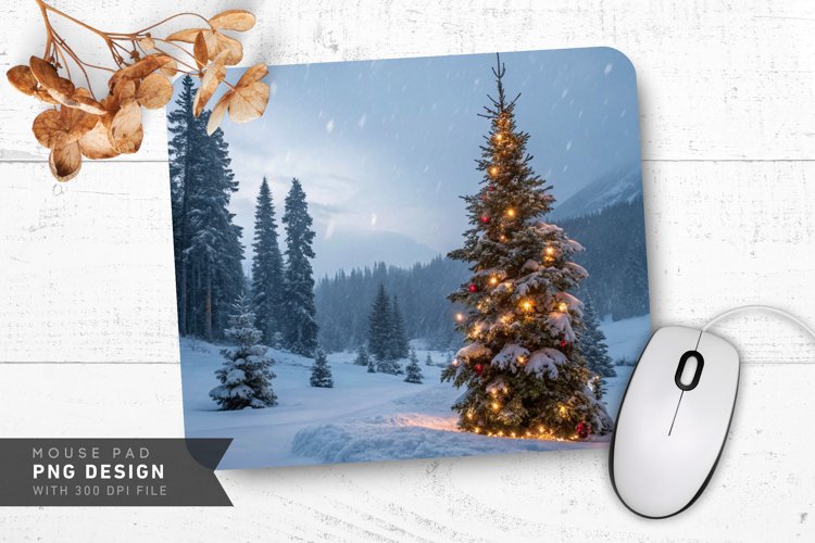 Winter Holiday Serenity Mouse Pad PNG Design