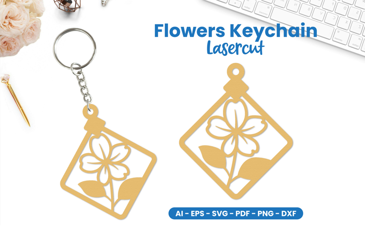 Flowers Keychain Lasercut - Floral Lasercut
