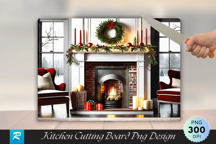 Rustic Farmhouse with Natural Christmas Decor Cutting Board