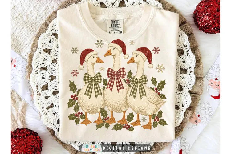 Christmas Geese PNG | Vintage Holiday Goose PNG