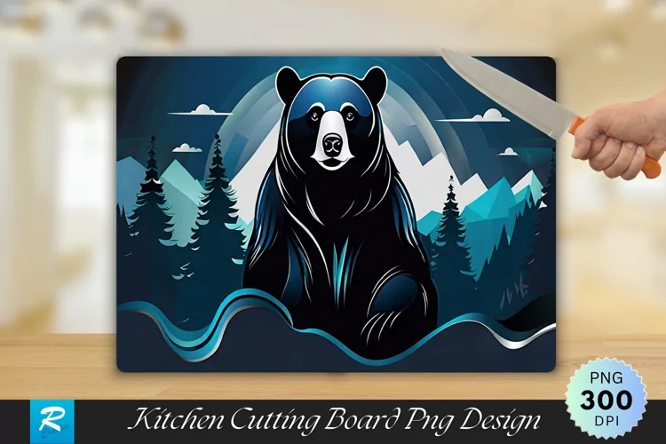Black Bear Cutting Board Sublimation Design