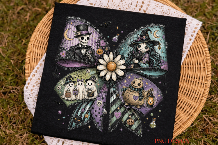 Halloween Bow PNG, Spooky Coquette Halloween Sublimation, Wi