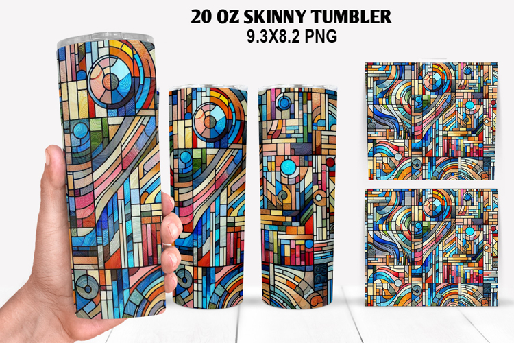 Skinny Tumbler 20oz Wrap Design, Stained Tumble PNG Design