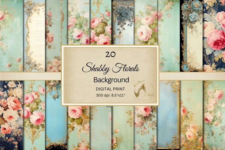 Shabby Victorian Navy Blue Rose Digital Paper, Vintage Paper