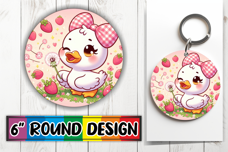 Radiant Round Car Coaster Design, Cute Goose