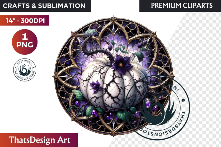 Halloween Gothic stained Glass Pumpkin Clipart