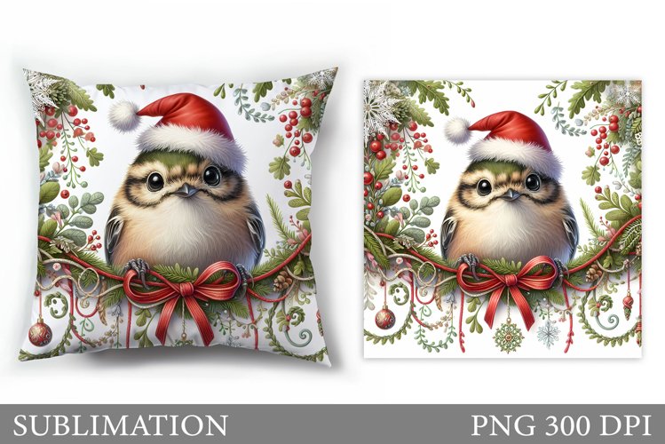 Christmas Bird Pillow Design. Christmas Pillow Sublimation example image 1