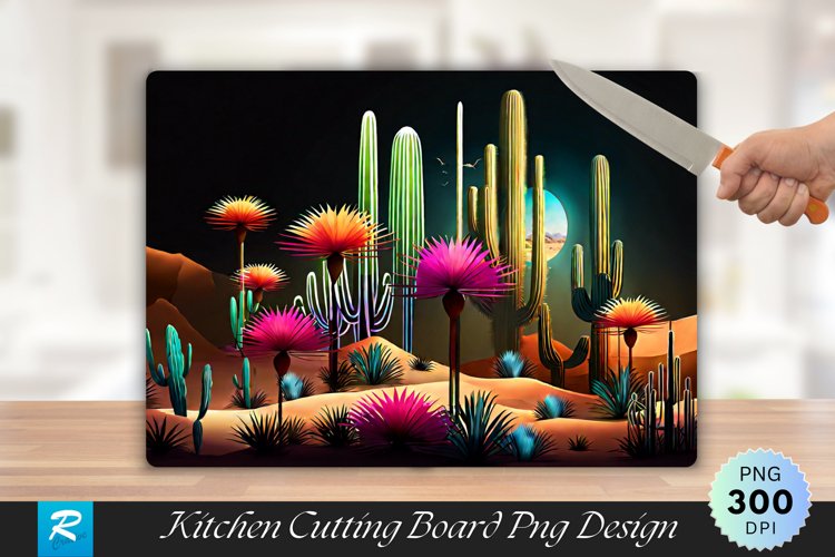 Desert Garden Cutting Board Sublimation Design