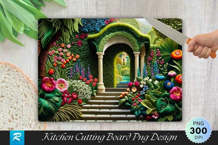 Enchanted Garden Cutting Board Sublimation Design