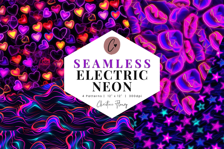 4 Seamless Neon Digital Paper
