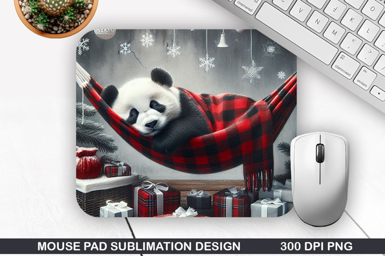 Panda Mouse Pad Sublimation, Christmas Mouse Pad PNG